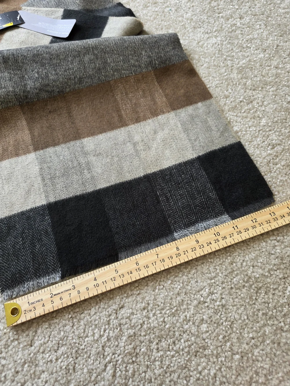 Fraas Men's Striped Wool-Blend Scarf in Black, Brown & Cream